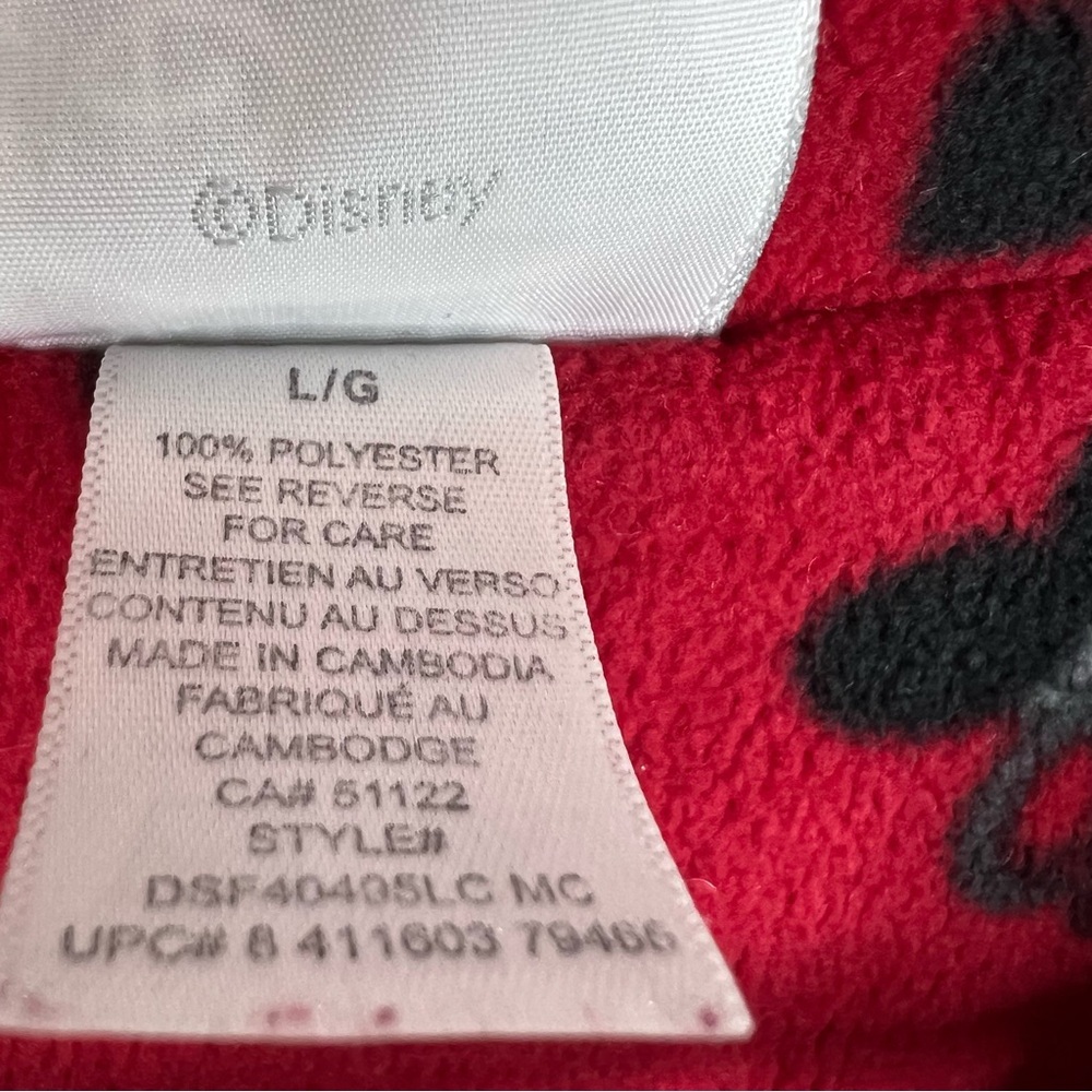 Disney button up fleece hearts love soft Red Pajama Top with Mickey and Minnie - Picture 8 of 10